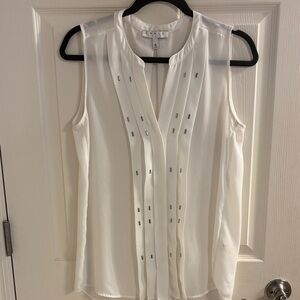 Chaus Women's White Sleeveless Blouse with Stud Accents